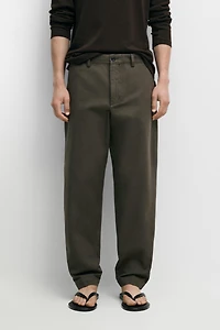 Tapered fit cotton pants