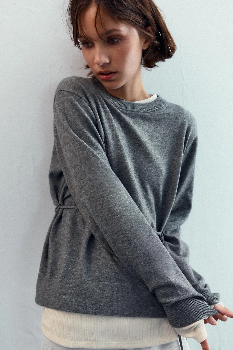 KNIT SWEATER WITH LACE-UP OPEN BACK