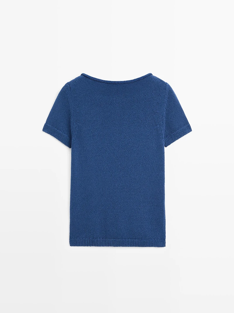 Pull à manches courtes en maille de coton