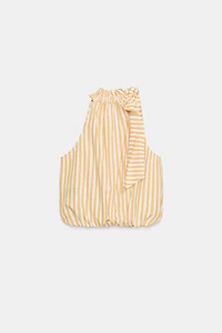 STRIPED PUFFY TIE TOP
