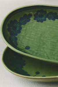FLORAL OVAL STONEWARE SERVING DISH