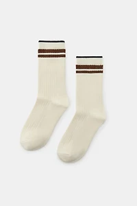 CHAUSSETTES CÔTELÉES RAYURES FIL MÉTALLISÉ
