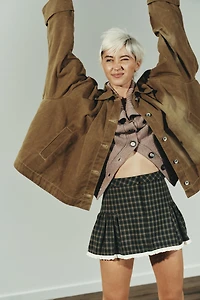 PLAID LACE MINI SKIRT