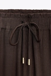 COTTON GAUZE WIDE LEG PANTS