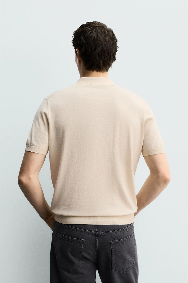 REGULAR FIT COTTON LINEN BLEND KNIT POLO SHIRT