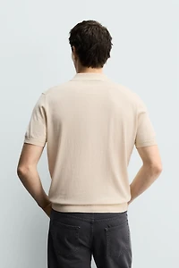REGULAR FIT COTTON LINEN BLEND KNIT POLO SHIRT