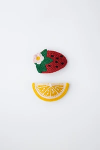 TWO-PACK OF CROCHET FRUIT CLIPS