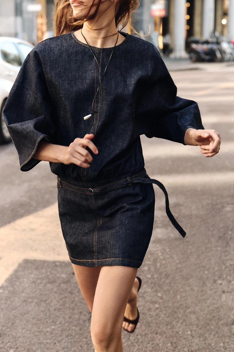 ROBE COURTE EN DENIM Z1975 AVEC CEINTURE