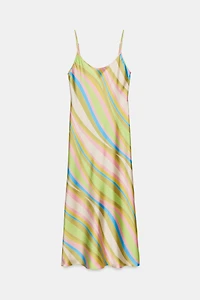 ROBE MI-LONGUE EN SATIN IMPRIMÉE