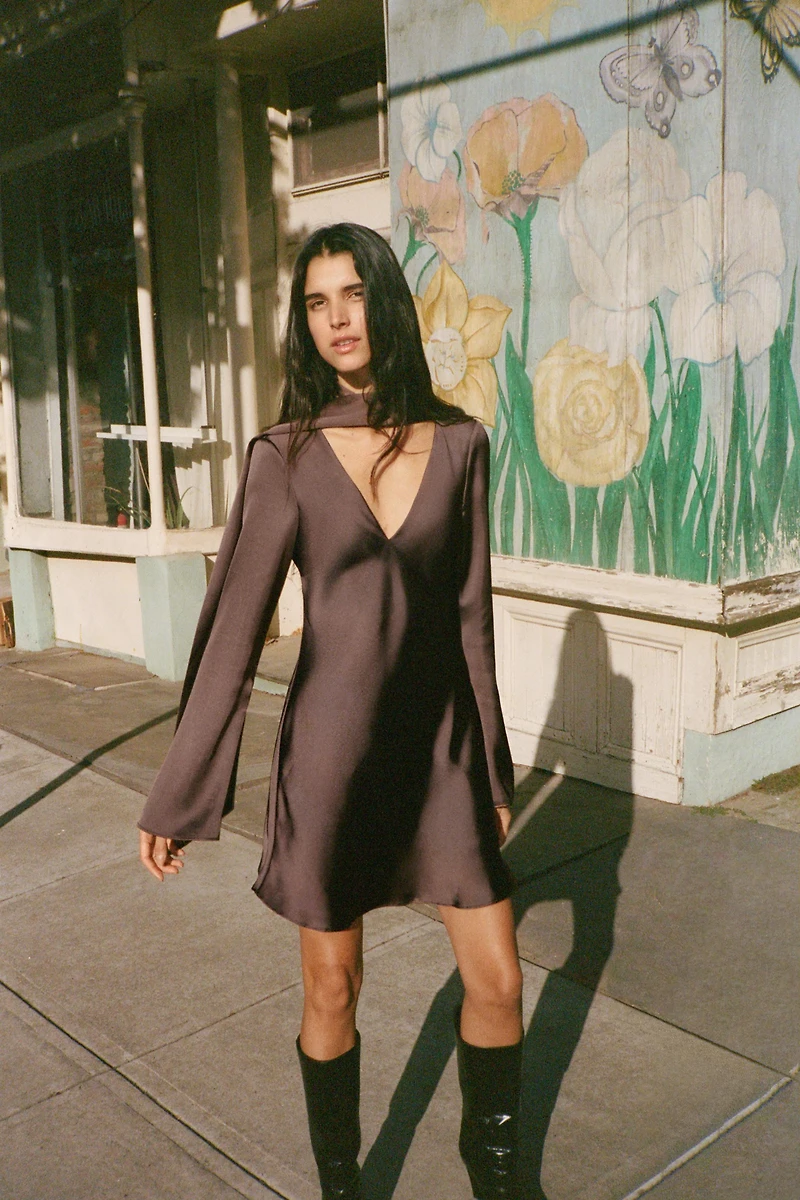 SATIN EFFECT SCARF DRESS