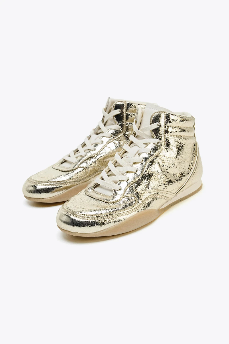 METALLIC EFFECT SNEAKER ANKLE BOOTS