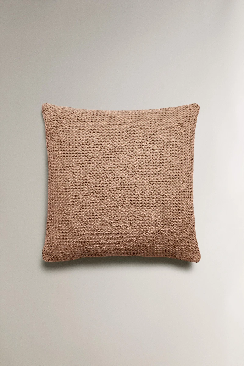 WAFFLE-KNIT THROW PILLOW COVER