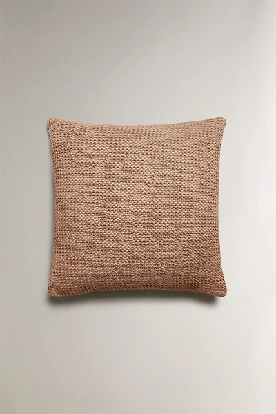 WAFFLE-KNIT THROW PILLOW COVER