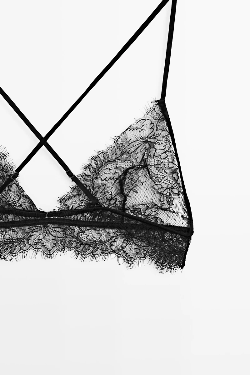 Bralette dentelle détail bas ondulé