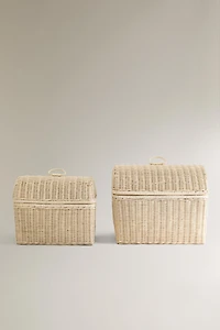 CHILDREN'S RATTAN HAMPER WITH LID