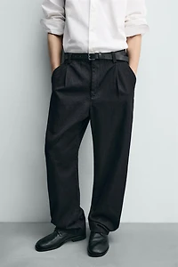 PLEATED DENIM CHINO PANTS