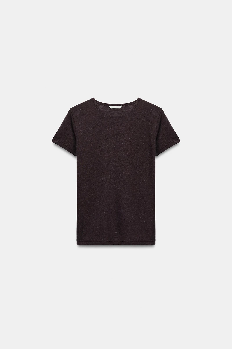 T-SHIRT MANCHES COURTES AVEC LIN