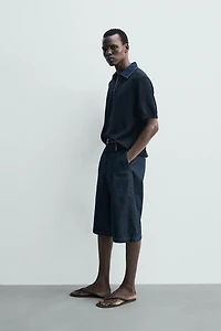 COMBINATION DENIM COLLAR KNIT POLO
