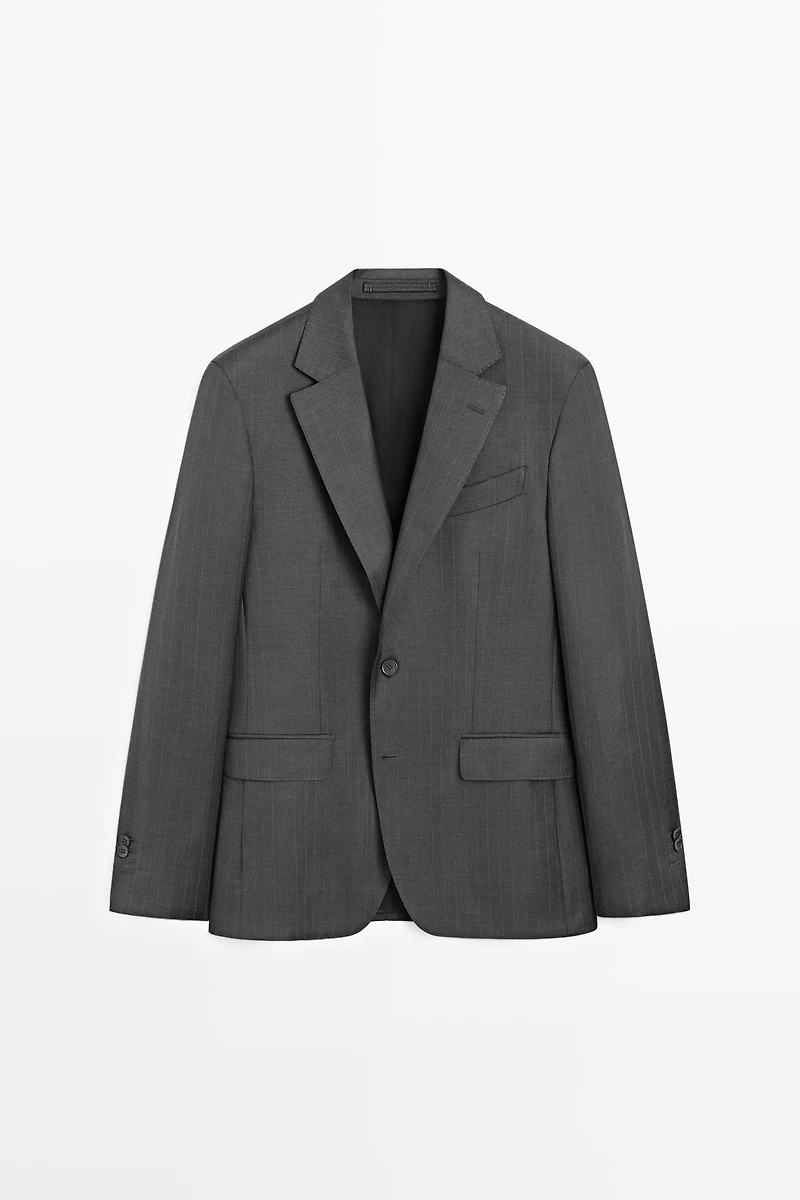 100% wool striped suit blazer