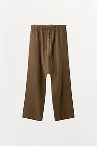 LINEN BLEND BAGGY PANTS