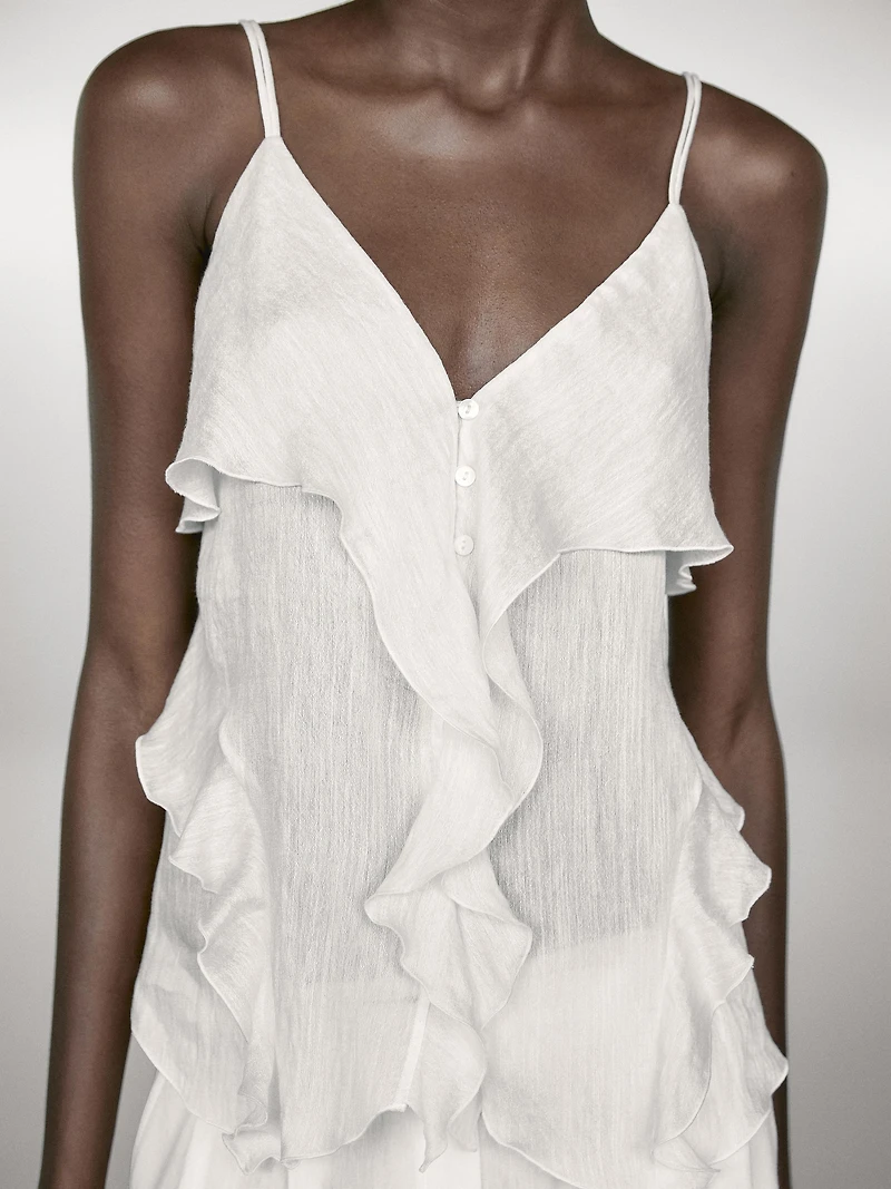 Strappy top with ruffle detail