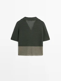 Cutwork short sleeve polo sweater
