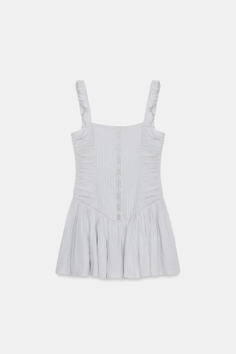 SHORT EMBROIDERED VOLUMINOUS DRESS