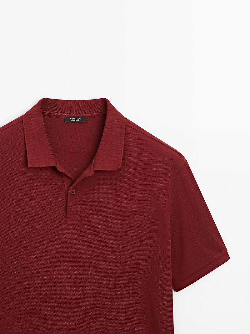 Micro textured piqué cotton polo shirt