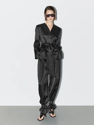 Satin blazer with scarf detail - STUDIO