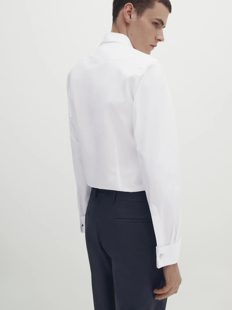 Chemise slim doubles poignets en coton