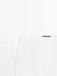 Slim fit linen blend trousers