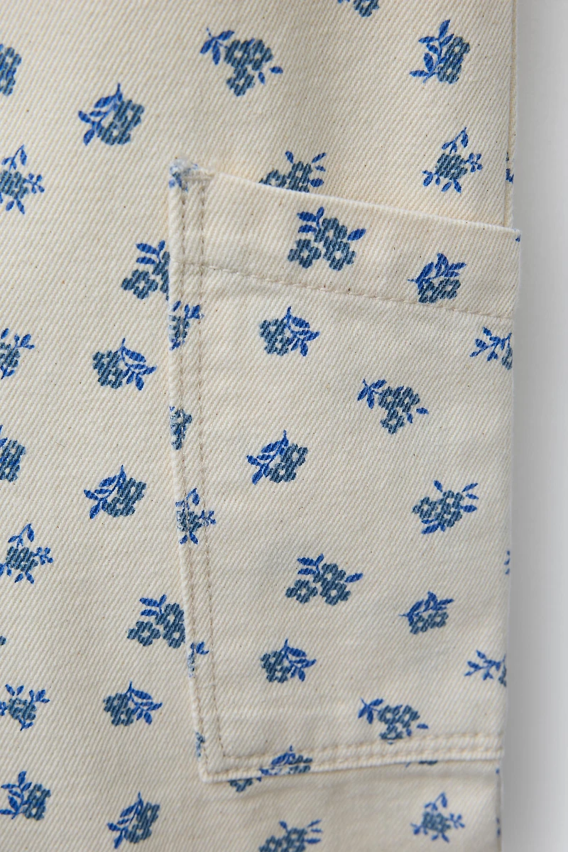FLORAL TWILL LONG OVERALLS