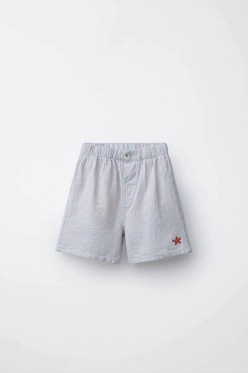 EMBROIDERED STRIPED SHORTS