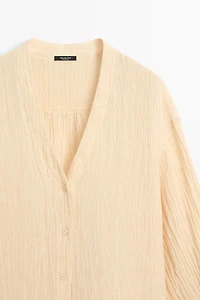 Pleated linen blend shirt