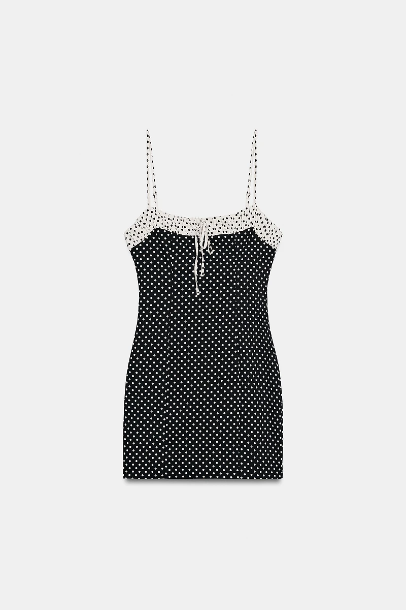 COMBINATION POLKA DOT MINI DRESS
