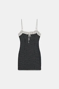 COMBINATION POLKA DOT MINI DRESS