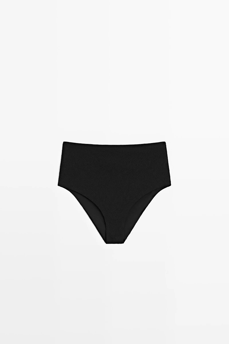Textured high-waist bikini briefs