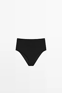 Textured high-waist bikini briefs