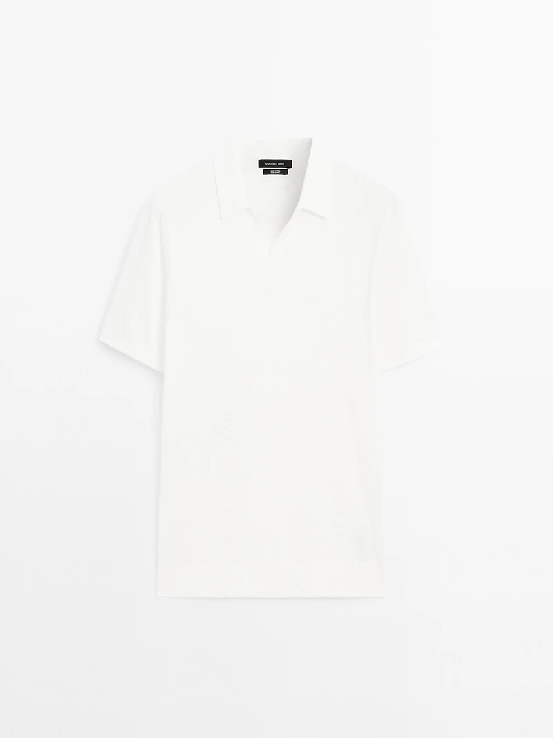 Short sleeve cotton knit polo shirt