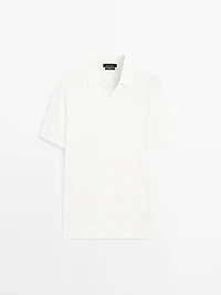 Short sleeve cotton knit polo shirt