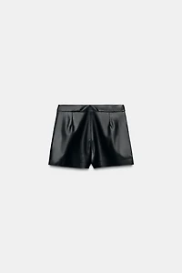 FAUX LEATHER SPLIT SKIRT WITH OVERLAP DETAIL