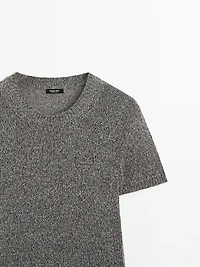 Metallic short sleeve knit sweater