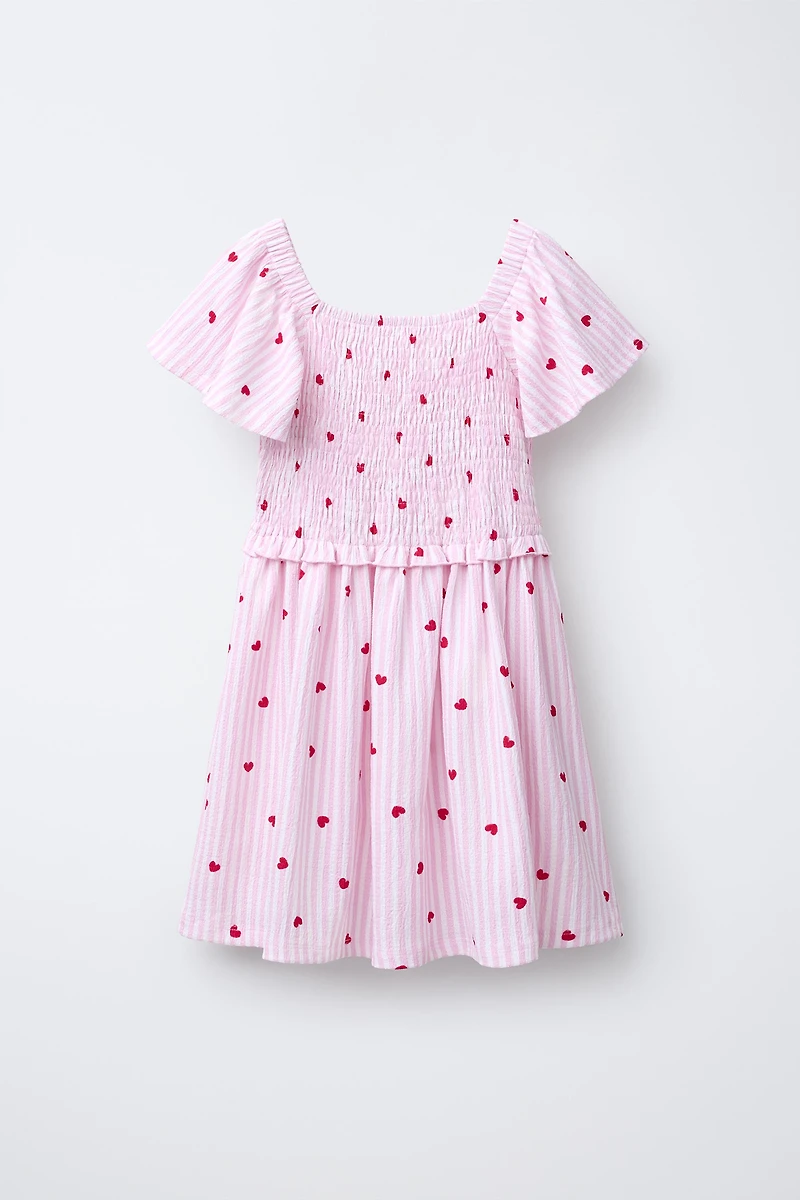 STRIPED AND HEART PRINT DRESS