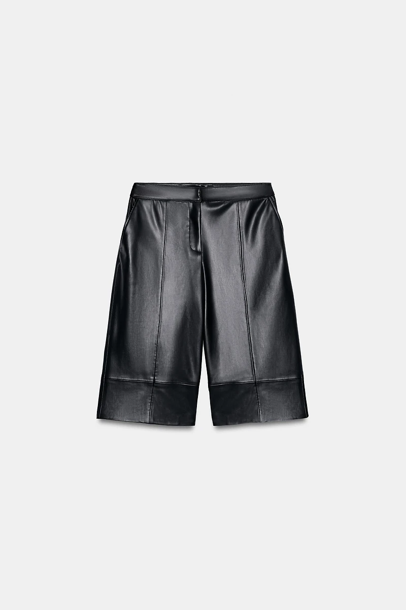 FAUX LEATHER LONG SHORTS