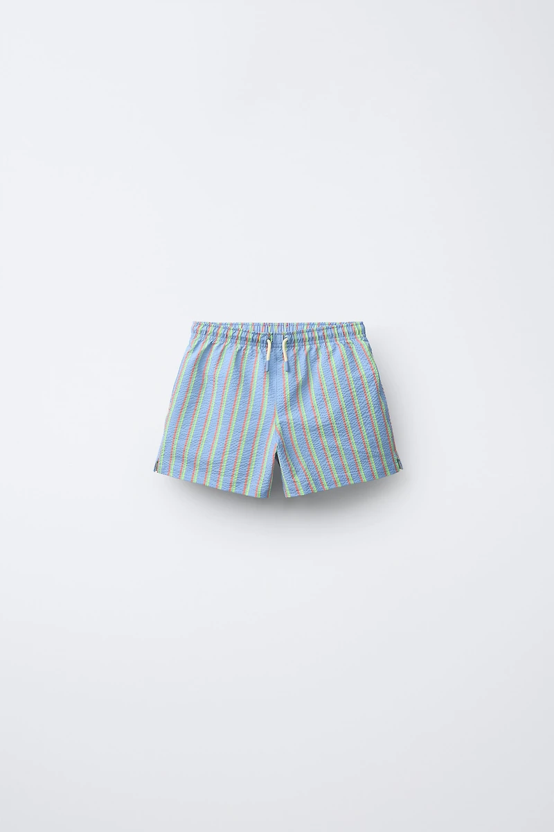 2-6 YEARS/ STRIPED SEERSUCKER SWIM SHORTS