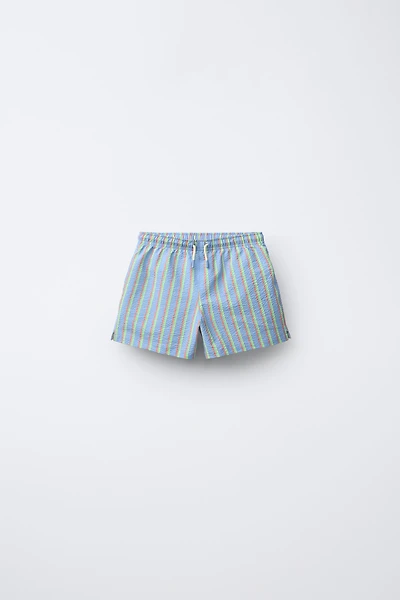 2-6 YEARS/ STRIPED SEERSUCKER SWIM SHORTS