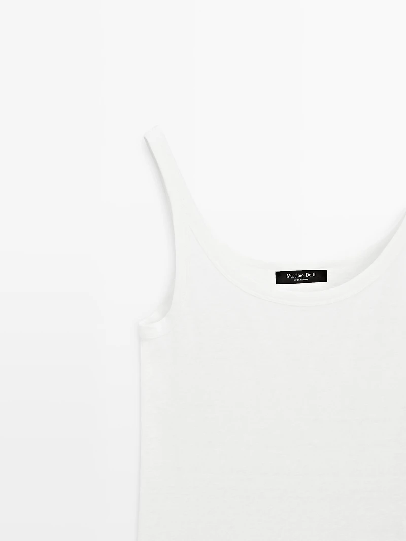 T-shirt à bretelles en lin mélangé