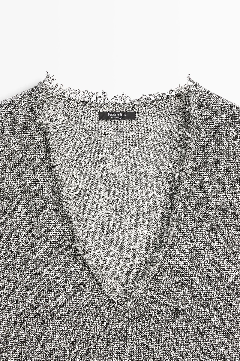 Flecked-effect V-neck top