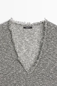 Flecked-effect V-neck top