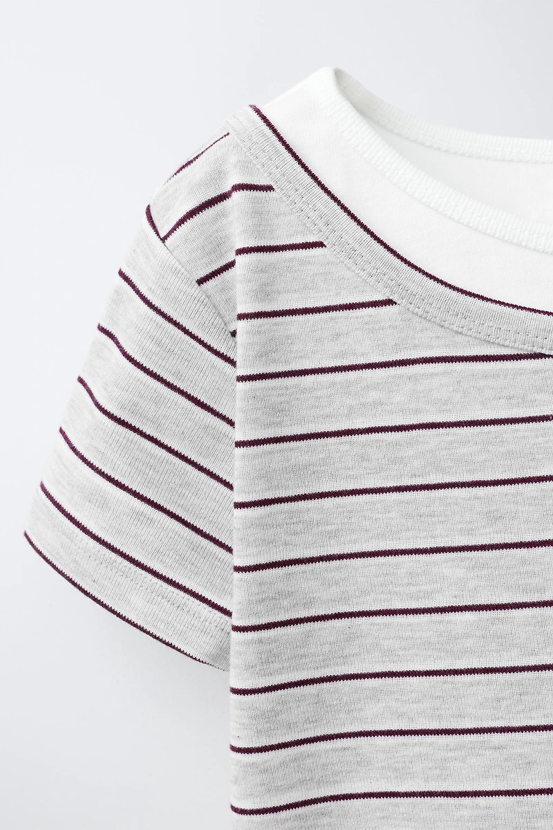 STRIPED DOUBLE COLLAR T-SHIRT